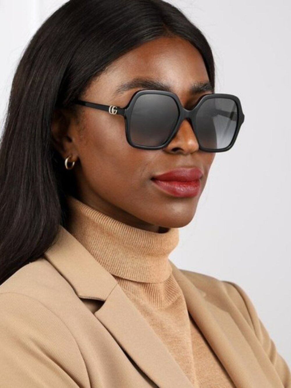 GUCCI GG1072S 001 BLACK GREY GRADIENT SQUARE SUNGLASSES